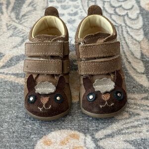 Toddler Brown Suede Velcro Animal Face Walkers